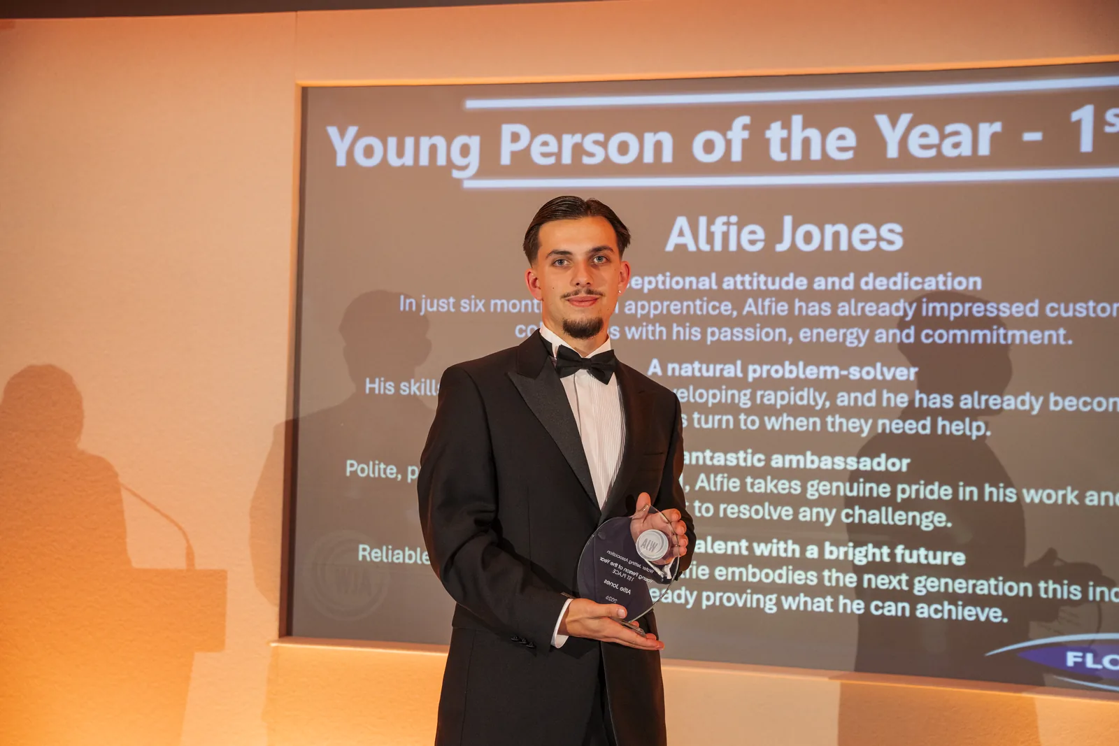 Alfie Jones receiving Young Person of the Year